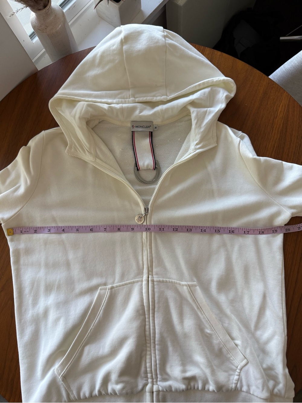 Moncler - Cream Zip-Up Hoodie with Logo Patch - Size M - Picture 6 of 10